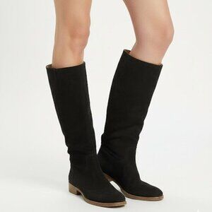 Rag & Bone New York Black Suede Tall Moto Boots - Size 36